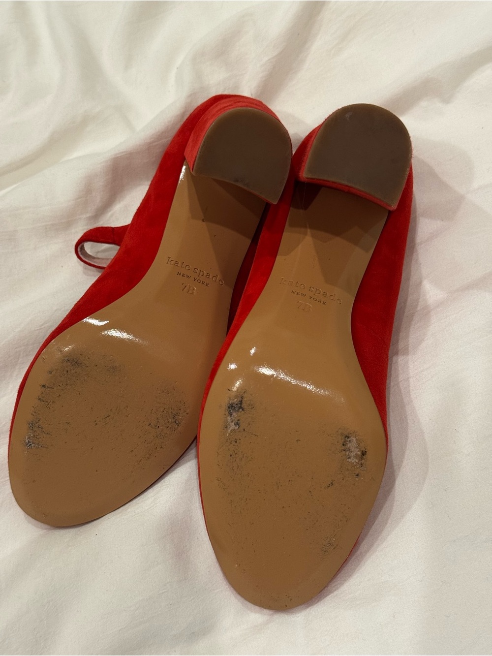 Kate Spade Red Suede Mary Jane Crystal Buckle Pumps Sz 7 - Picture 3 of 3